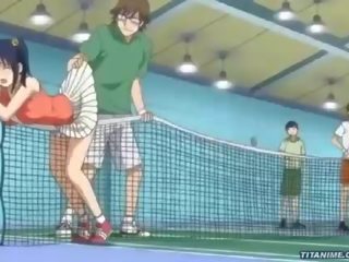 Horny tennis practice