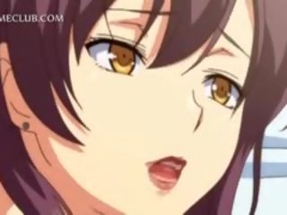 Tiener- 3d anime meisje vechten over- een groot schacht
